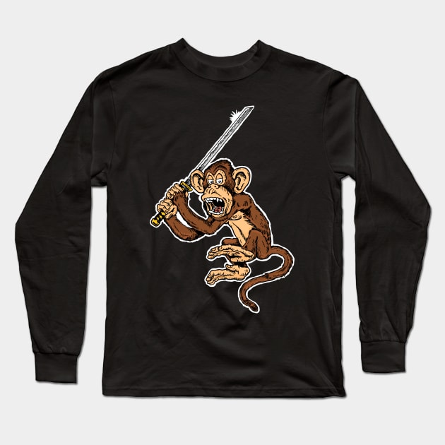 Samurai Monkey Long Sleeve T-Shirt by ZugArt01